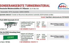 Abverkauf von GEWO-Turniermaterial